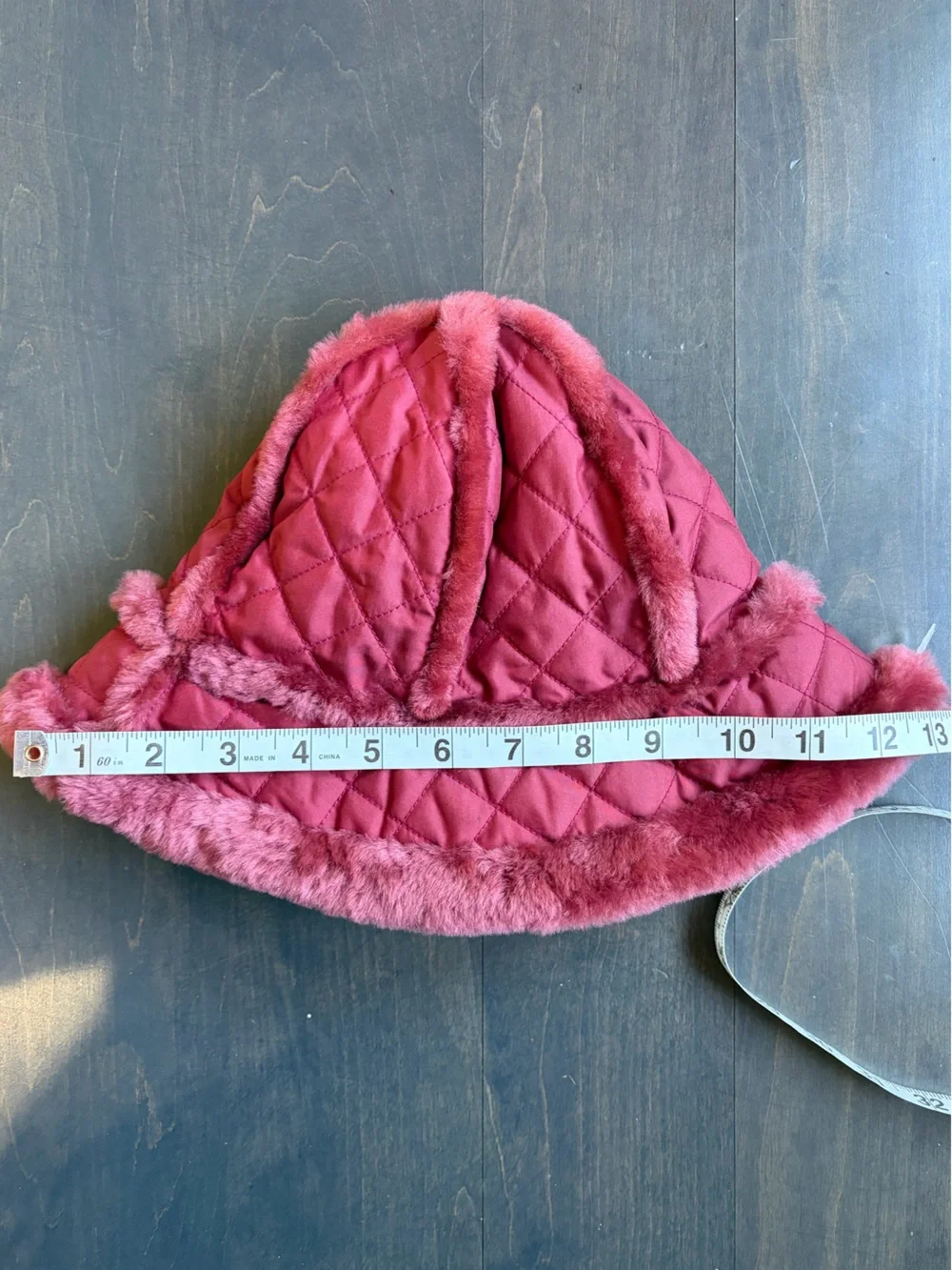 UGG Quilted Faux-Fur Bucket Hat in Burgundy Pink Girls Hat